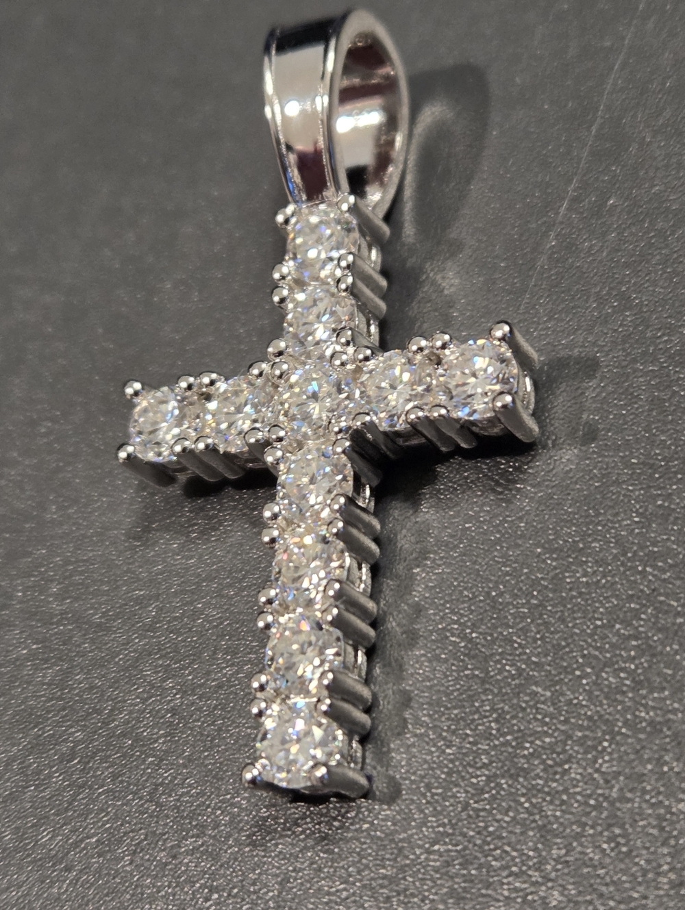 MOISSANITE Iced Out Tennis Cross Pendant 925 Silver NEW - Picture 6 of 12